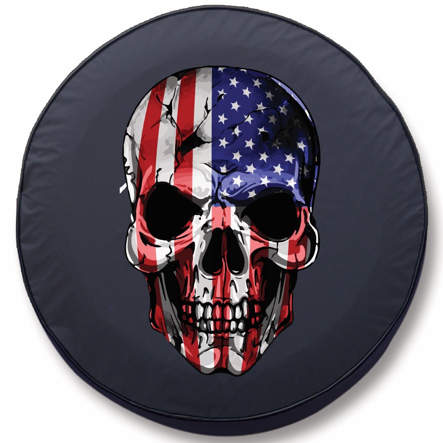 American Flag Skull Tire Cover